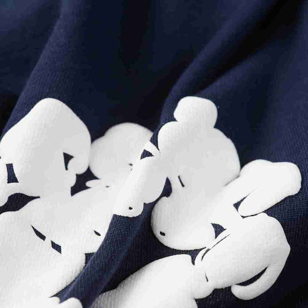 ⭐Navy 3D Foam Wreath Print Oversized Pullover Hoodie - Picture 3 of 8